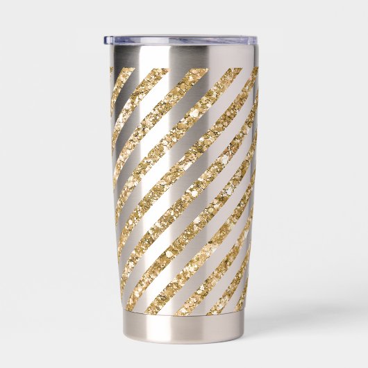 Streifen aus Gold Glitzer Thermobecher (Rechts)