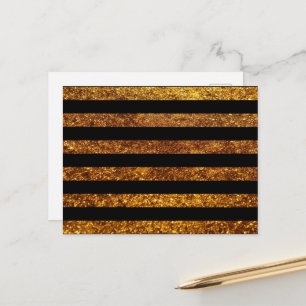 Streifen aus Gold, schwarze Streifen, Streifenmust Postkarte