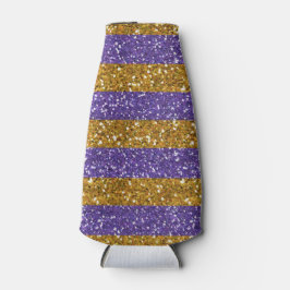 Streifen aus Gold und Lila Glitzer Flaschenkühler