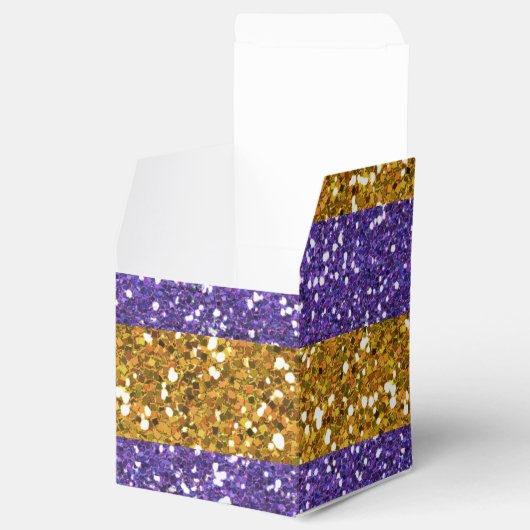 Streifen aus Gold und Lila Glitzer Geschenkschachtel (Geöffnet)