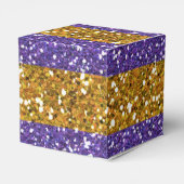 Streifen aus Gold und Lila Glitzer Geschenkschachtel (Rückseite)