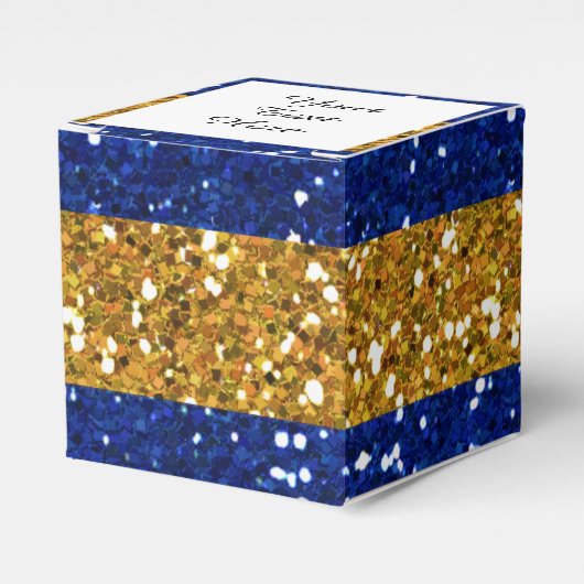 Streifen aus Gold und Navy Blue Glitzer Geschenkschachtel (Vorderseite)