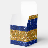 Streifen aus Gold und Navy Blue Glitzer Geschenkschachtel (Geöffnet)