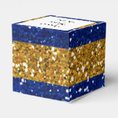 Streifen aus Gold und Navy Blue Glitzer Geschenkschachtel (Rückseite)