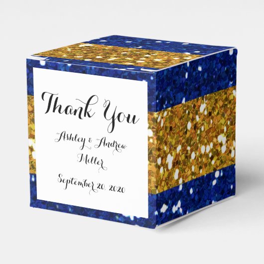 Streifen aus Gold und Navy Blue Glitzer Geschenkschachtel (Vorderseite)