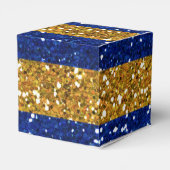 Streifen aus Gold und Navy Blue Glitzer Geschenkschachtel (Rückseite)