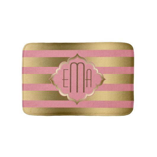 Streifen aus Gold und Rosa Badematte (Vorderseite)