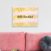Streifen aus Gold und Rosa Leinwanddruck (Insitu (Wohnzimmer))