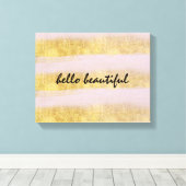 Streifen aus Gold und Rosa Leinwanddruck (Insitu (Holzboden))