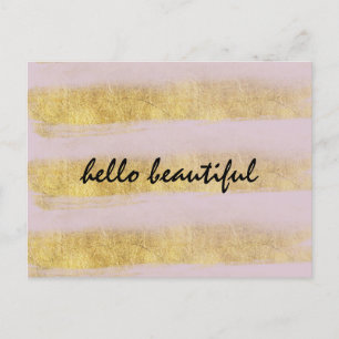 Streifen aus Gold und Rosa Postkarte