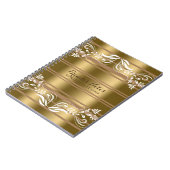 Streifen aus Gold und Tan mit weißer Blumenspitze Notizblock (Linke Seite)