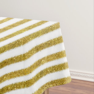 Streifen aus Gold und Weiß Tischdecke