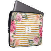 Streifen aus goldenen Fohlen Große Blume Mongram G Laptopschutzhülle (Vorne Rechts)