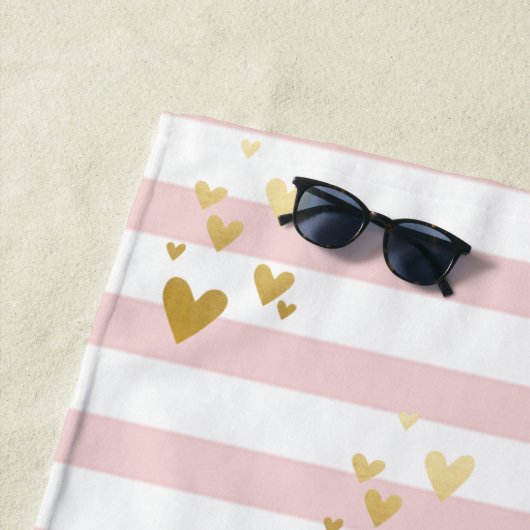 Streifen aus goldenen Herzen Strandtuch (Beispiel)