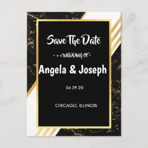 Streifen aus goldfarbenem Marmor, typografisch Sav Ankündigungspostkarte