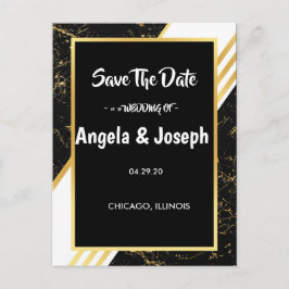 Streifen aus goldfarbenem Marmor, typografisch Sav Ankündigungspostkarte