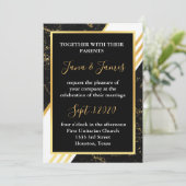 Streifen aus goldfarbenem Marmor, typografisch sch Einladung (Stehend Vorderseite)