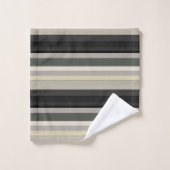 Streifen aus Grau und Grüntöne Badhandtuch Set (Waschlappen)