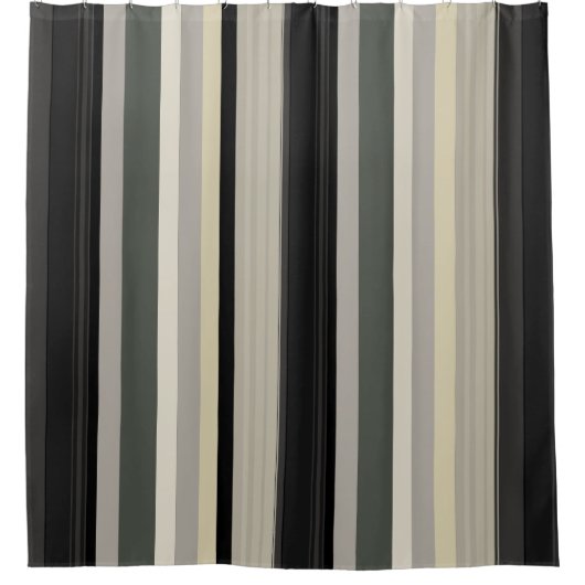 Streifen aus Grau und Grüntöne Duschvorhang (Vorderseite)