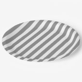 Streifen aus grauem und weißem Süßstoff Pappteller (Schrägansicht)