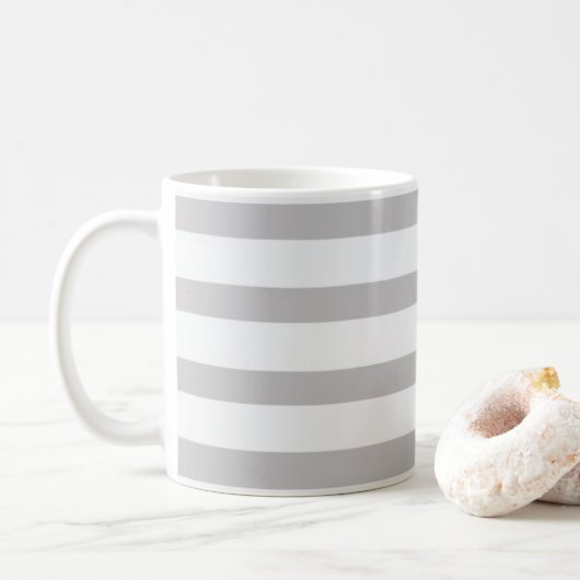 Streifen aus grauem weißem Candy Kaffeetasse (Mit Donut)