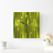 Streifen aus grünem Ton Quadratische Wanduhr (Zuhause)