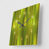 Streifen aus grünem Ton Quadratische Wanduhr (Winkel)