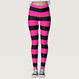 Streifen aus Hot Pink und Black Fashion Leggings