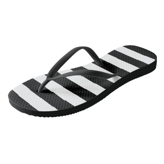 Streifen aus Jail-Streifen Muster schwarz-weiße St Badesandalen (Schrägansicht)