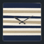 Streifen aus Navy/Beige Quadratische Wanduhr<br><div class="desc">... ... ... ... ... ... ... .</div>