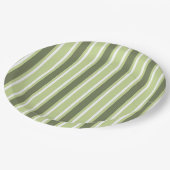 Streifen aus Olivenbäumen und weißem Süßholz Pappteller (Schrägansicht)