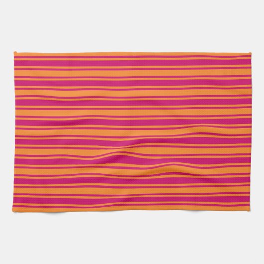 Streifen aus rosa und orangefarbenen Süßigkeiten Geschirrtuch (Horizontal)