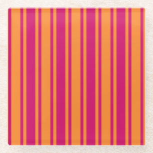 Streifen aus rosa und orangefarbenen Süßigkeiten Glasuntersetzer