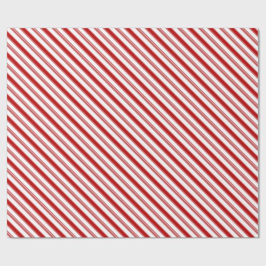Streifen aus rotem und weißem Candy Cane (groß) Geschenkpapier (Flach)