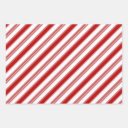 Streifen aus rotem und weißem Candy Cane (groß) Geschenkpapier Set (Vorderseite 3)