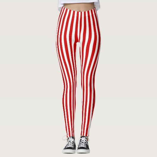 Streifen aus rotem und weißem Süßigkeiten Leggings (Vorderseite)