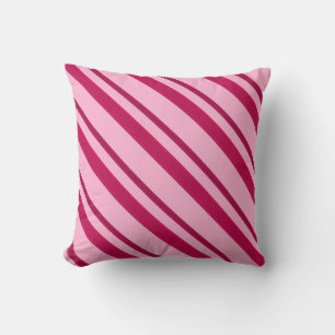 Streifen aus Samt, Fuchsia und Blassrosa Kissen