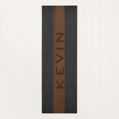 Streifen aus schwarz-braunem Glattleder Yogamatte (Rückseite)