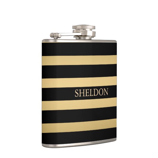 Streifen aus Schwarz und Gold Flachmann (Rechts)