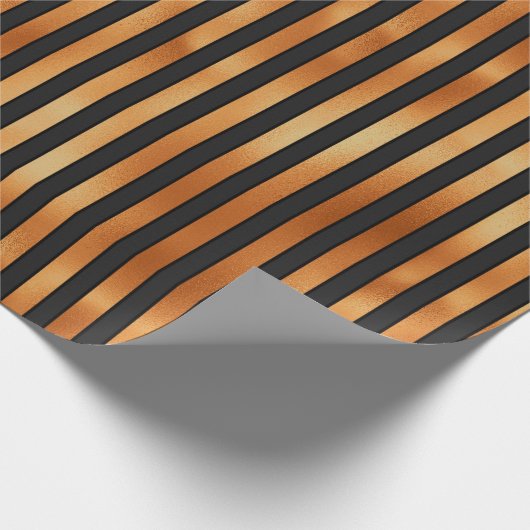 Streifen aus Schwarz und Kupfer Geschenkpapier (Ecke)