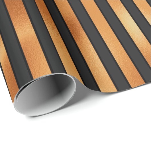 Streifen aus Schwarz und Kupfer Geschenkpapier (Rolleneckpunkt)
