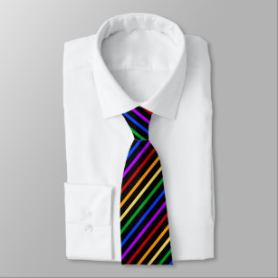 Streifen aus Schwarz und Regenbogen Krawatte