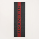 Streifen aus schwarz und rot gestepptem Leder Yogamatte (Rückseite)