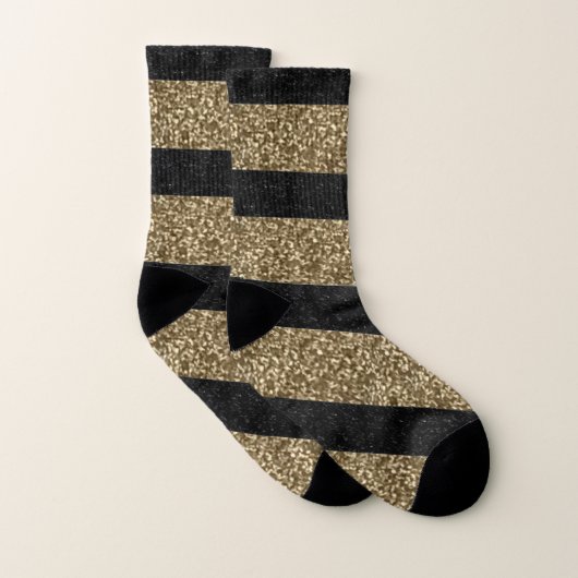 Streifen aus schwarzem Glitzer Socken (Paar)