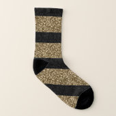 Streifen aus schwarzem Glitzer Socken (Links - Innen)