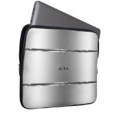 Streifen aus schwarzem und glattem Edelstahl Laptopschutzhülle (Vorne Rechts)