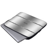 Streifen aus schwarzem und glattem Edelstahl Laptopschutzhülle (Vorne Knopf)