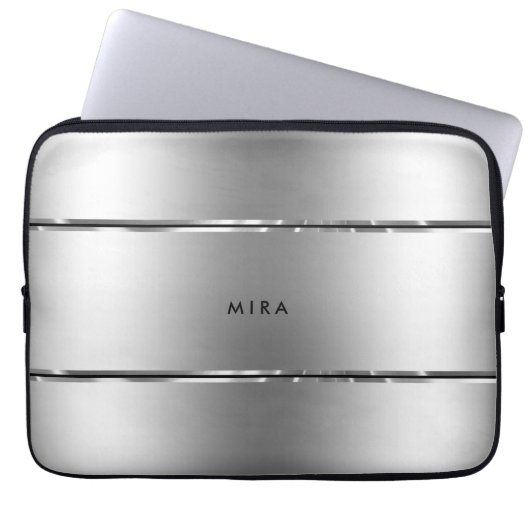 Streifen aus schwarzem und glattem Edelstahl Laptopschutzhülle (Vorderseite)