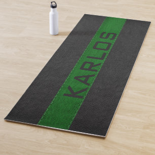 Streifen aus schwarzem und grünem Glattleder Yogamatte