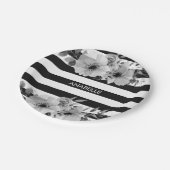 Streifen aus schwarzem und weißem Flor Pappteller (Schrägansicht)